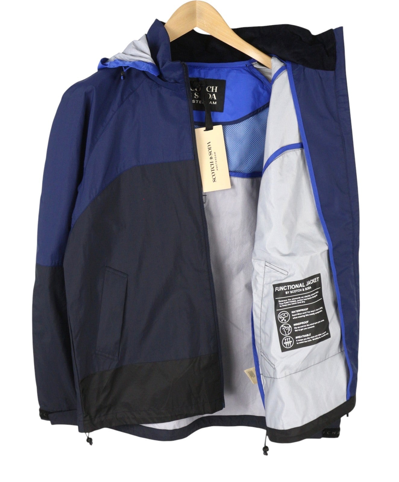 SCOTCH & SODA Men Jacket M Blue Waterproof Windproof Breathable Lightweight