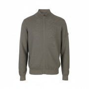 BLUE FIELDS Men Jumper L Grey Melange Tight Knit High Neck Full Zip