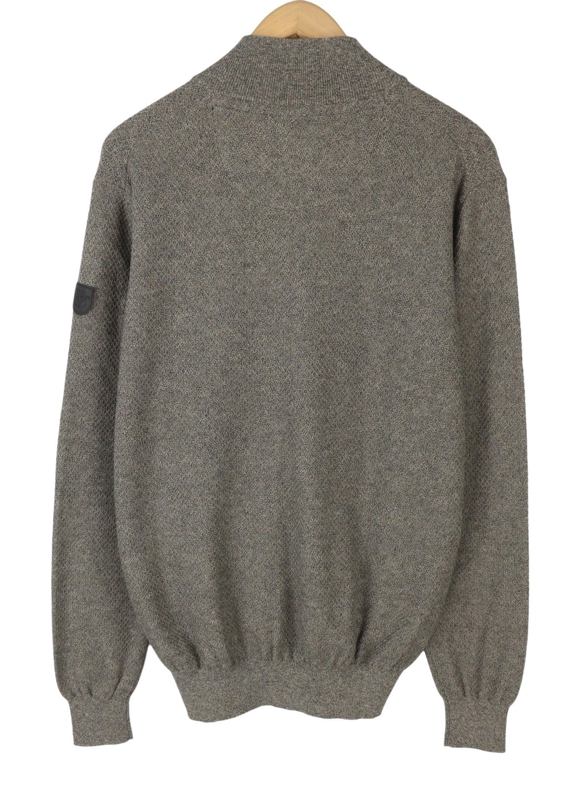 BLUE FIELDS Men Jumper L Grey Melange Tight Knit High Neck Full Zip