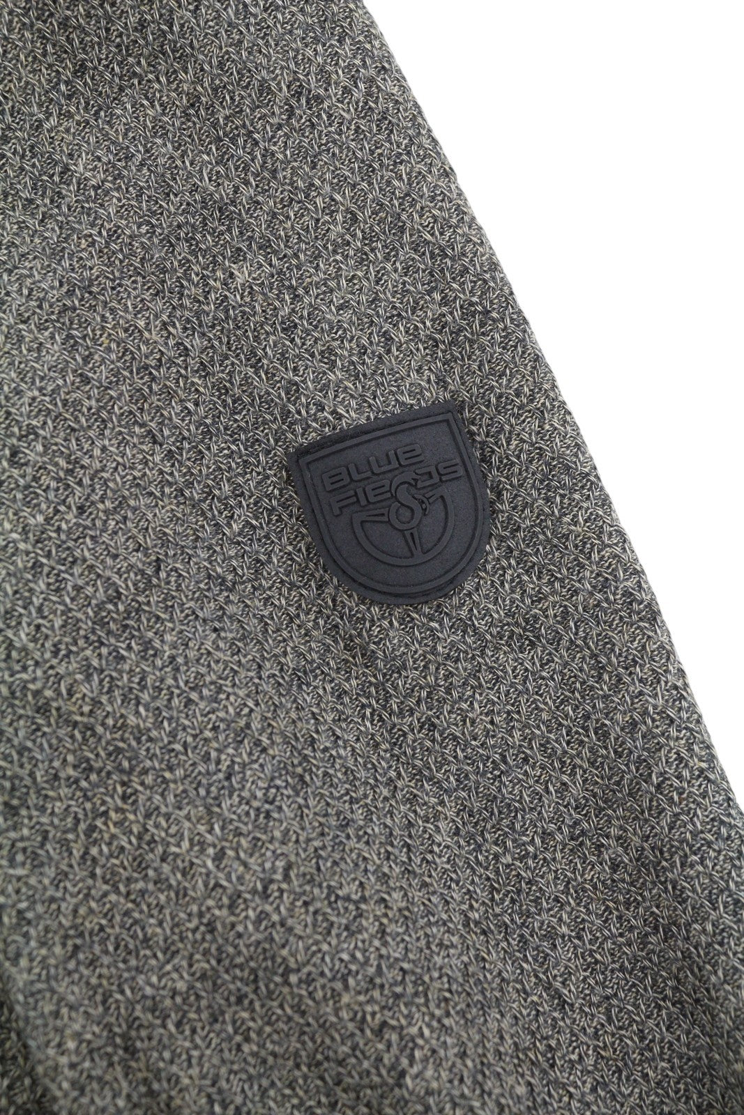 BLUE FIELDS Men Jumper L Grey Melange Tight Knit High Neck Full Zip