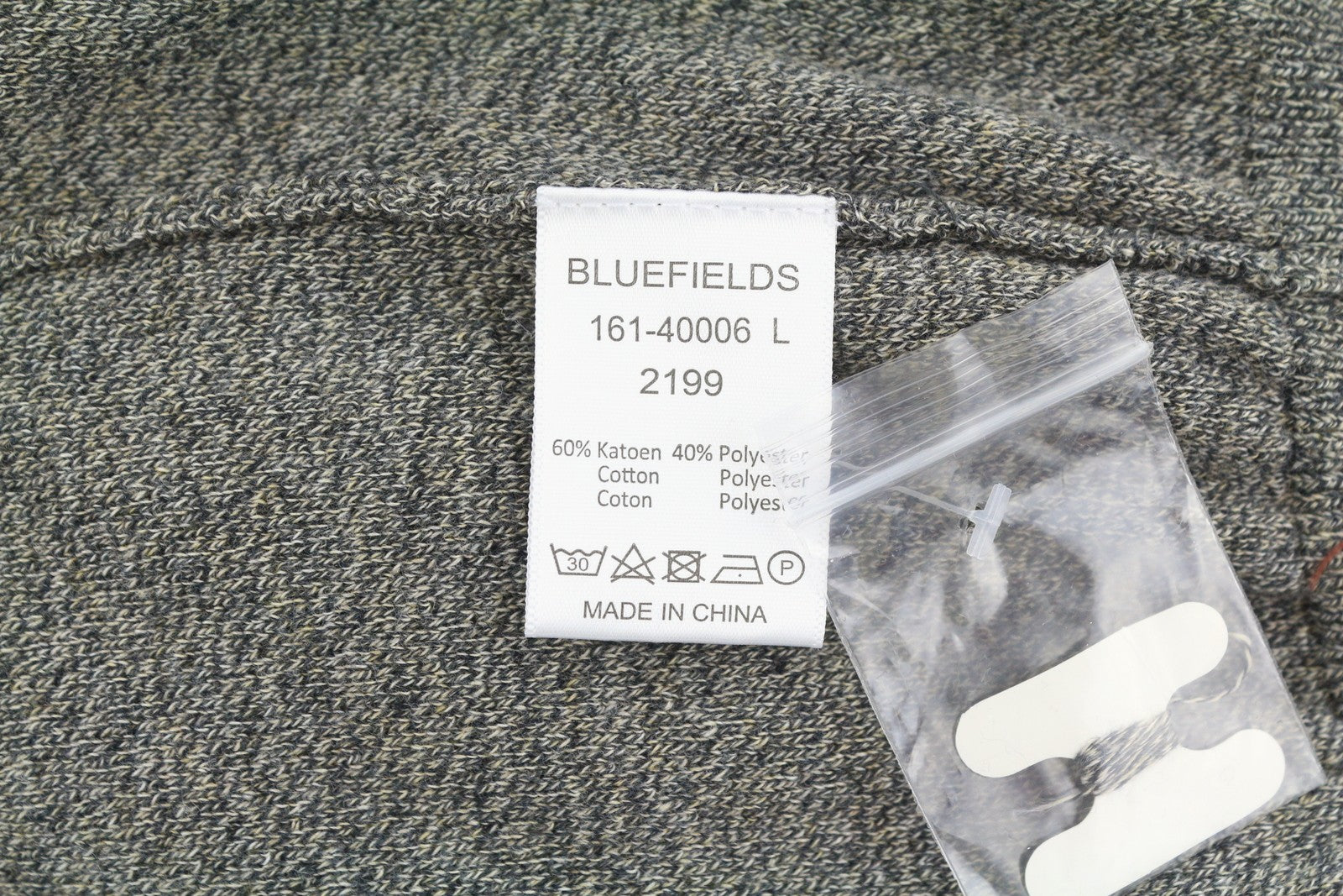BLUE FIELDS Men Jumper L Grey Melange Tight Knit High Neck Full Zip