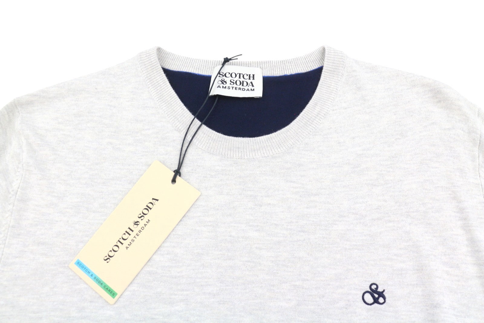 SCOTCH & SODA Men Jumper M Light Grey Melange Kit Crew Neck Pull On