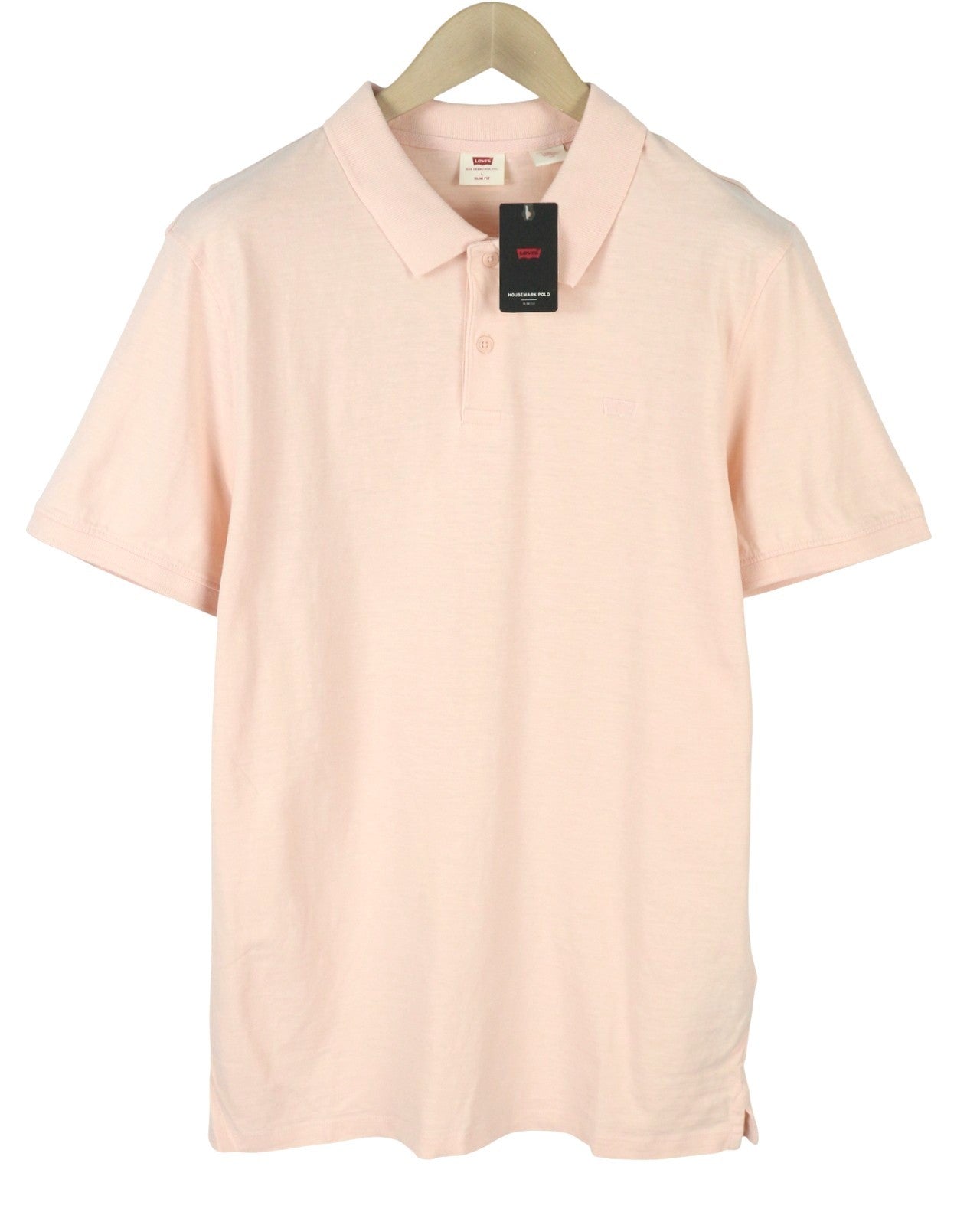 LEVI'S Slim Fit Men Polo L Light Pink Cotton Casual Short Sleeve