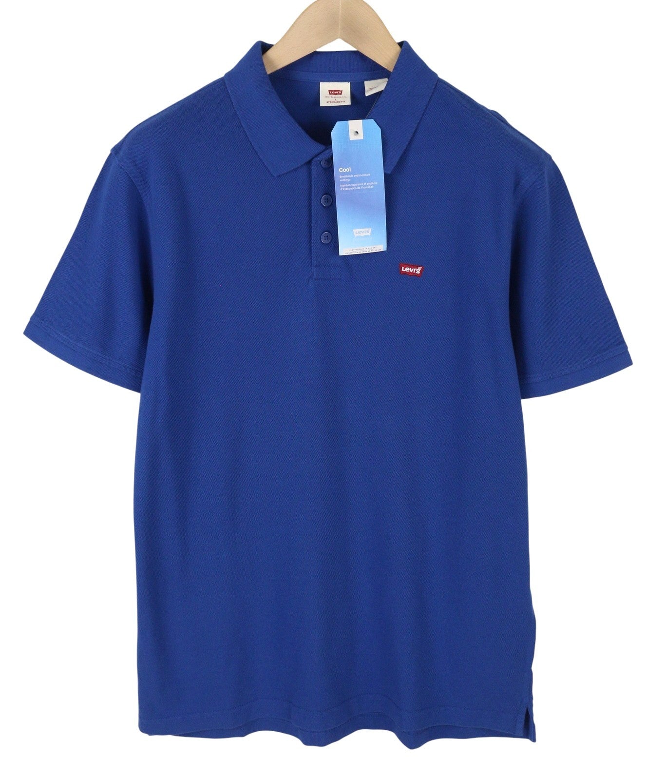 LEVI'S Standard Fit Men Polo L Blue Cotton Logo Short Sleeve
