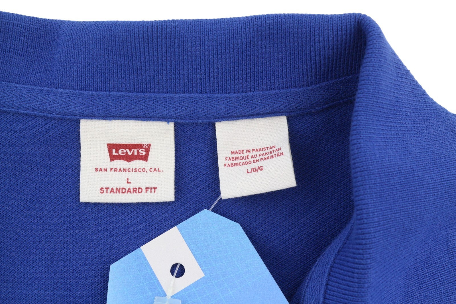 LEVI'S Standard Fit Men Polo L Blue Cotton Logo Short Sleeve