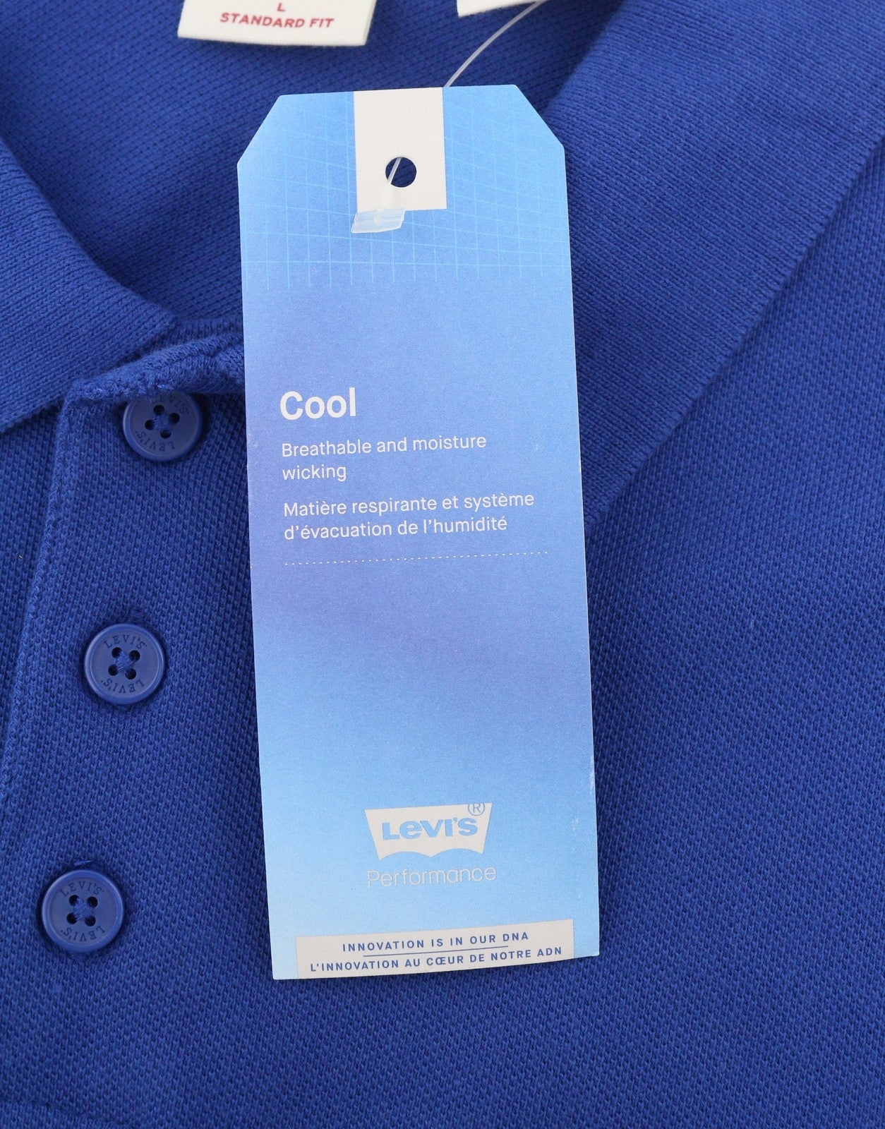 LEVI'S Standard Fit Men Polo L Blue Cotton Logo Short Sleeve