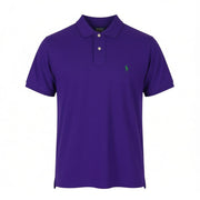 RALPH LAUREN Slim Fit Men Polo L Purple Cotton Logo Short Sleeve