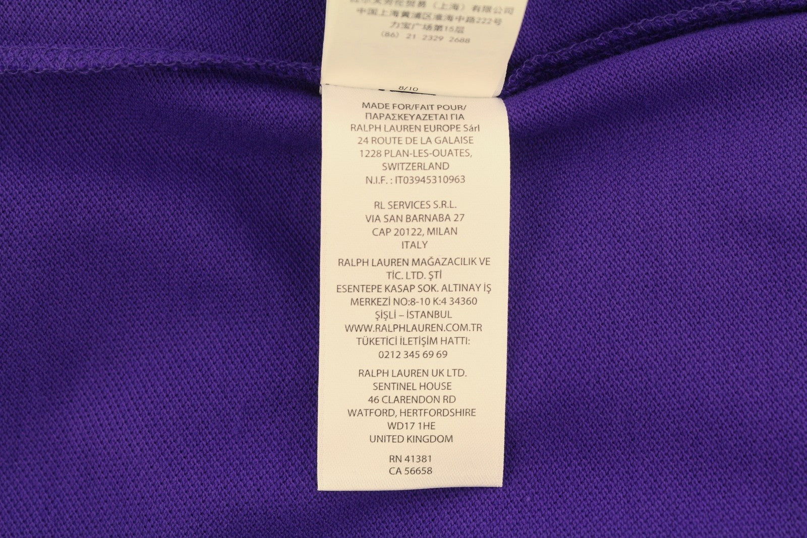 RALPH LAUREN Slim Fit Men Polo L Purple Cotton Logo Short Sleeve