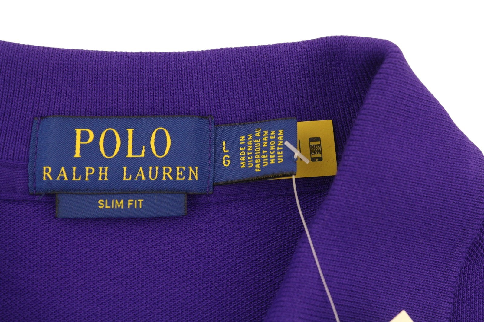 RALPH LAUREN Slim Fit Men Polo L Purple Cotton Logo Short Sleeve