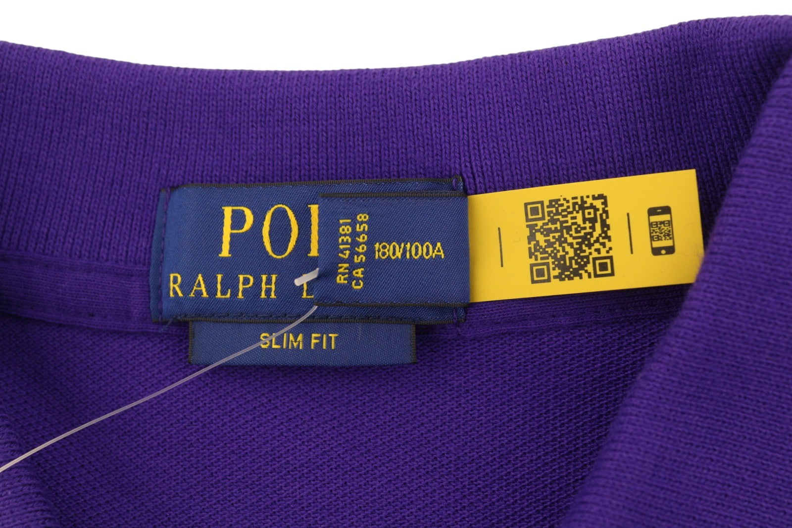 RALPH LAUREN Slim Fit Men Polo L Purple Cotton Logo Short Sleeve