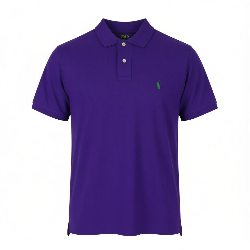 RALPH LAUREN Slim Fit Men Polo M Purple Cotton Logo Short Sleeve