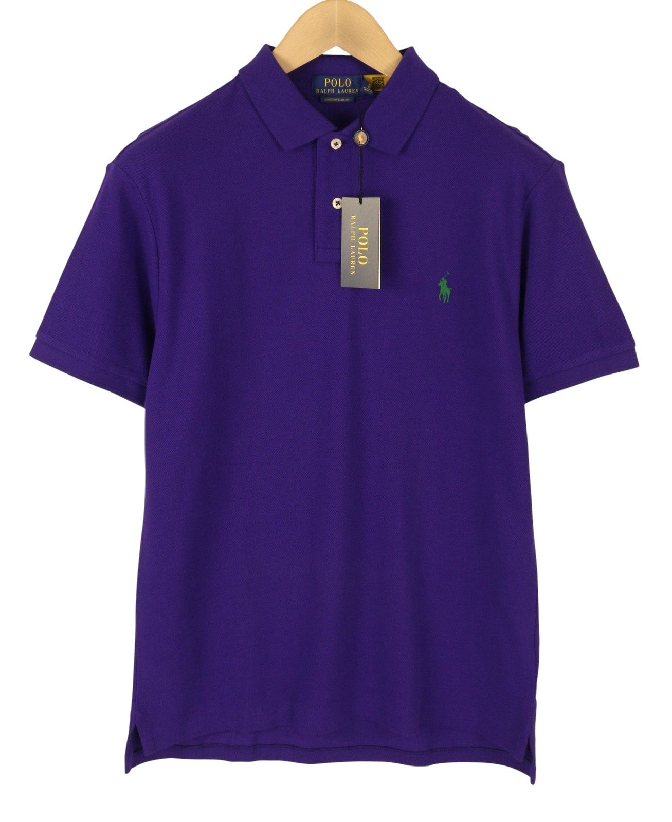 RALPH LAUREN Custom Slim Fit Men Polo 2XL Purple Cotton Logo Short Sleeve