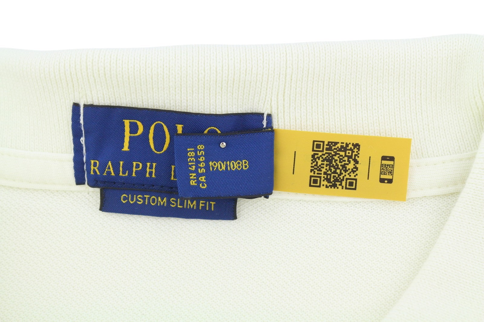 RALPH LAUREN Custom Slim Fit Men Polo 2XL Cream Cotton Logo Short Sleeve