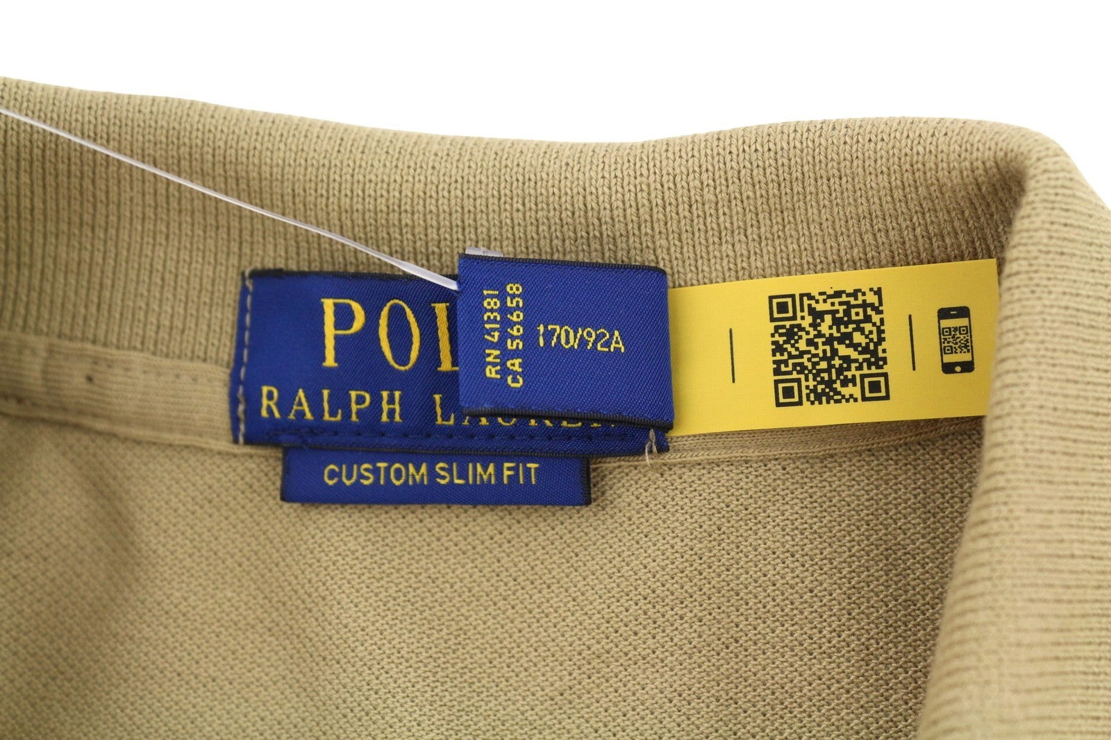 RALPH LAUREN Custom Slim Fit Men Polo S Beige Cotton Logo Short Sleeve
