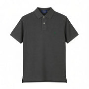 RALPH LAUREN Custom Slim Fit Men Polo S Dark Grey Melange Cotton Sleeve