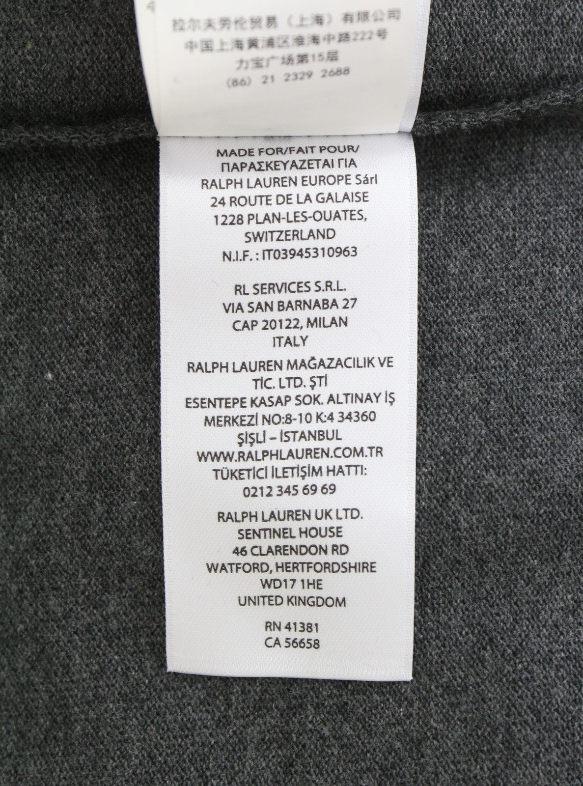 RALPH LAUREN Custom Slim Fit Men Polo S Dark Grey Melange Cotton Sleeve
