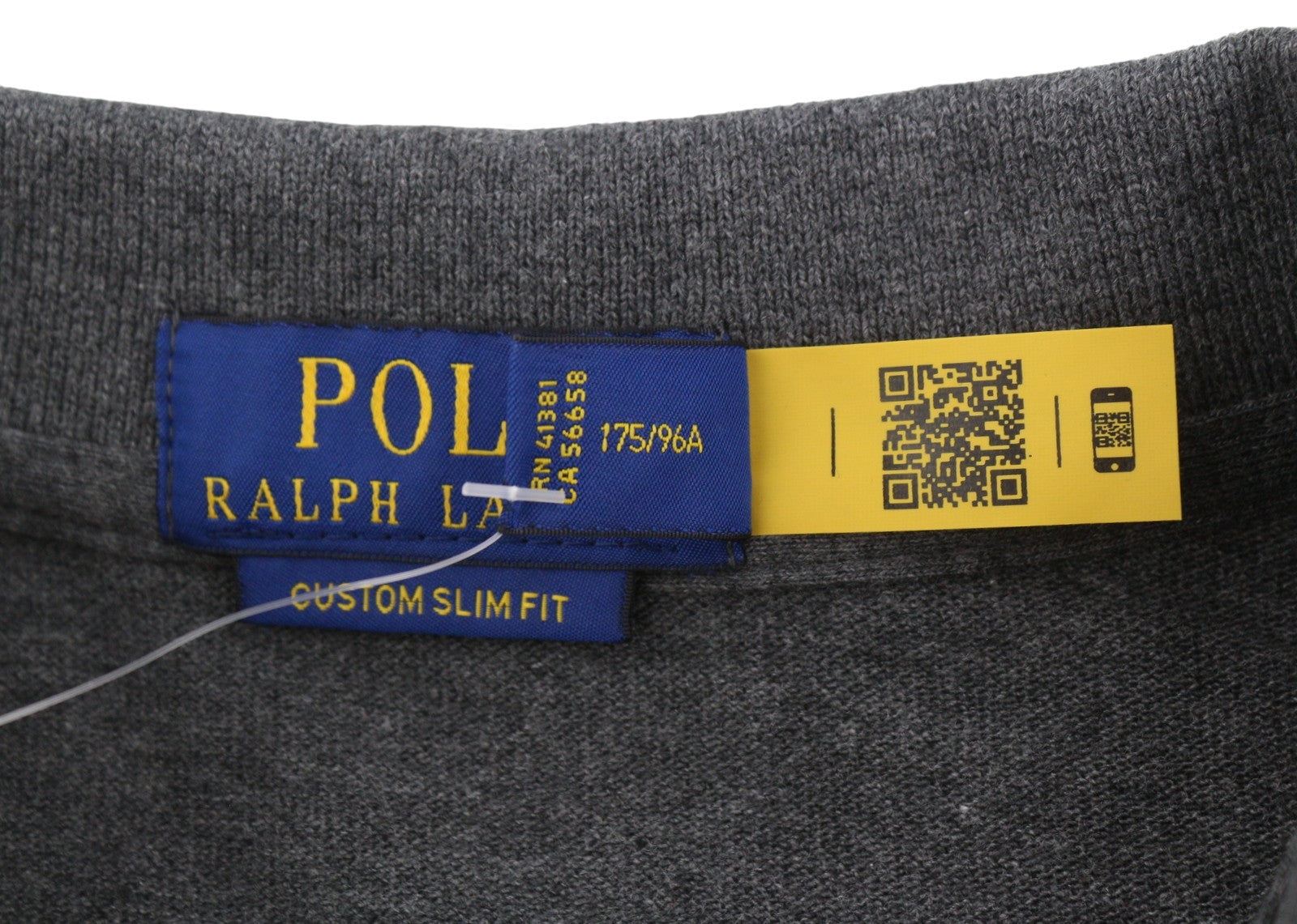 RALPH LAUREN Custom Slim Fit Men Polo M Dark Grey Melange Cotton Sleeve