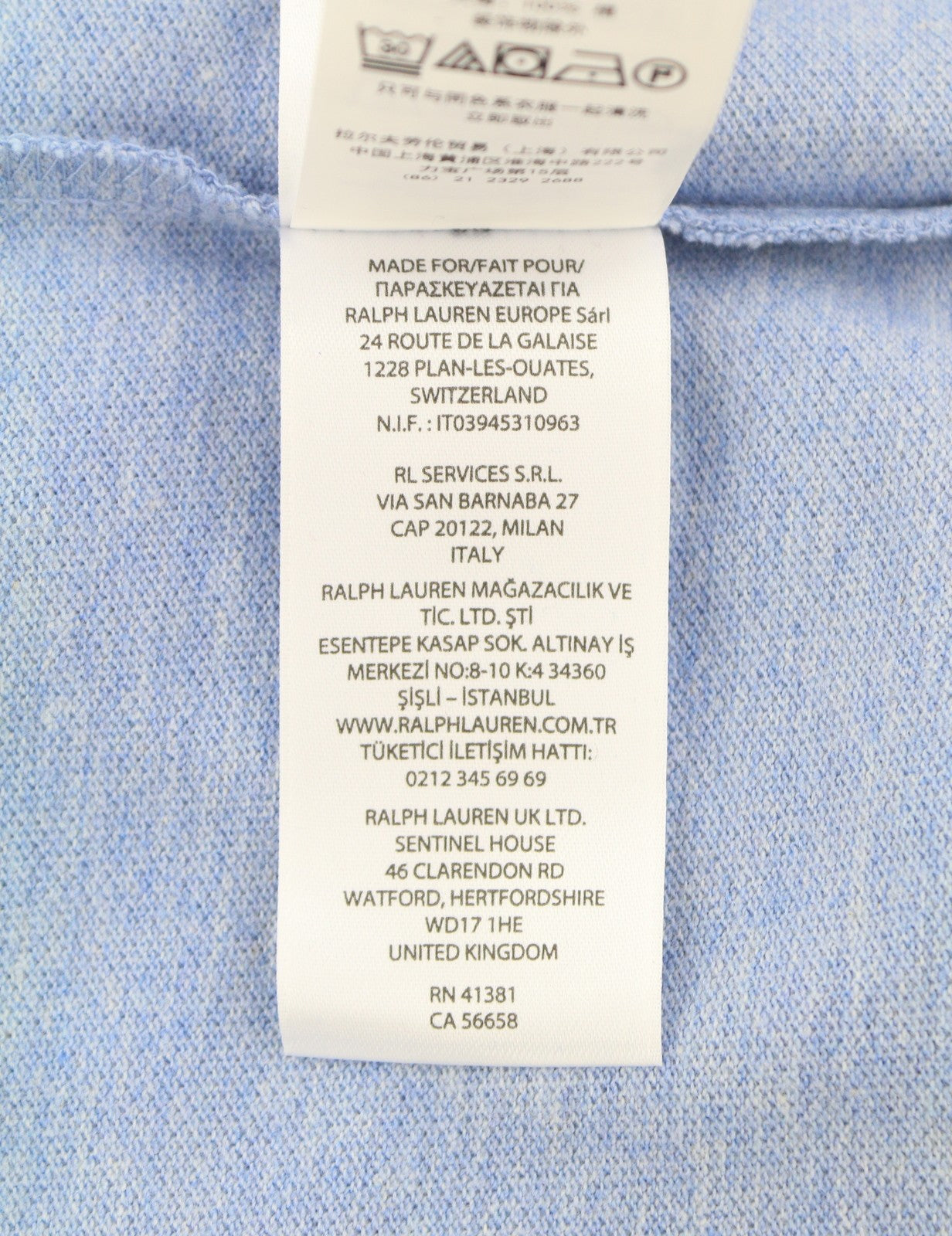 RALPH LAUREN Custom Slim Fit Men Polo M Blue Melange Cotton Short Sleeve