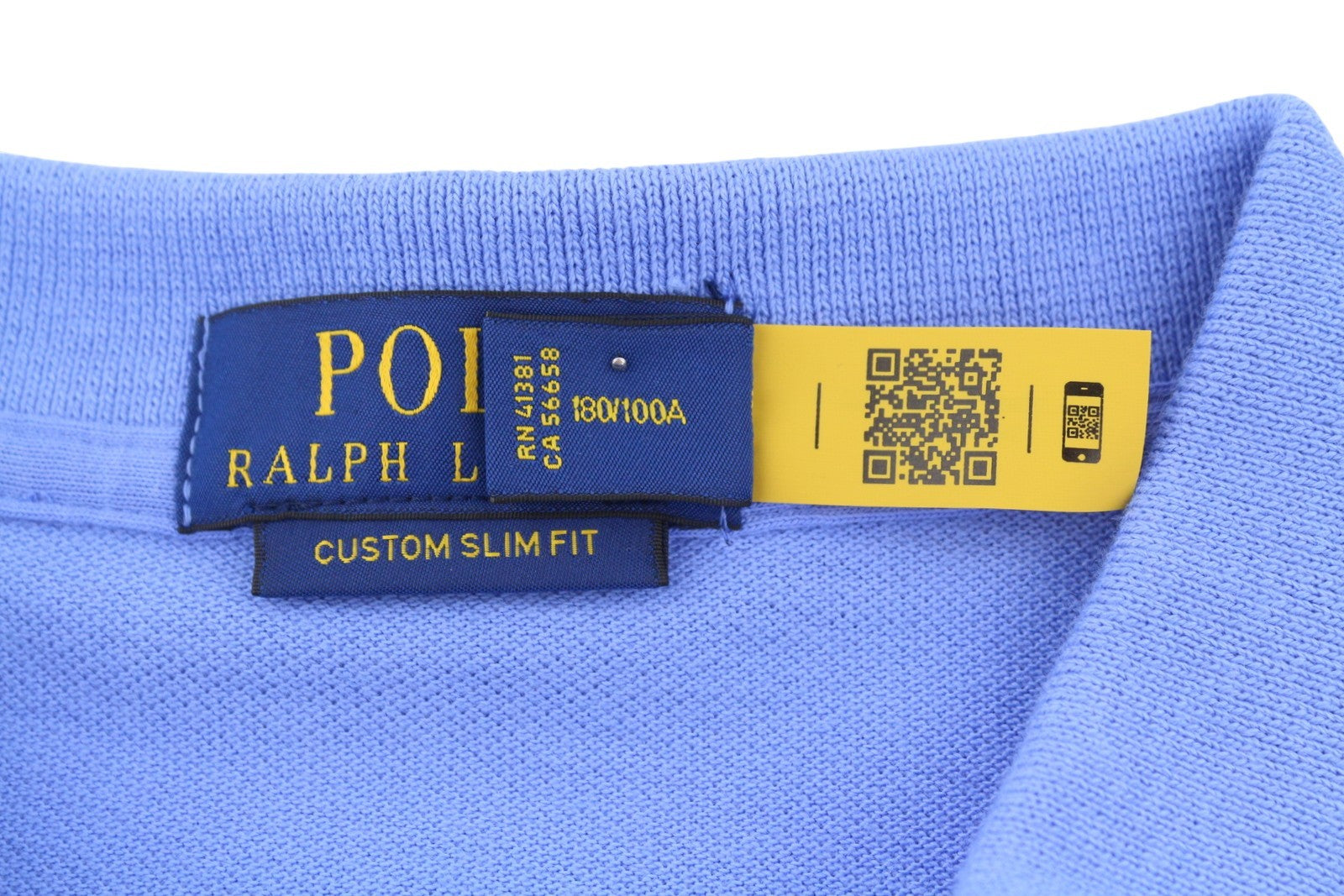 RALPH LAUREN Custom Slim Fit Men Polo L Blue Cotton Logo Short Sleeve