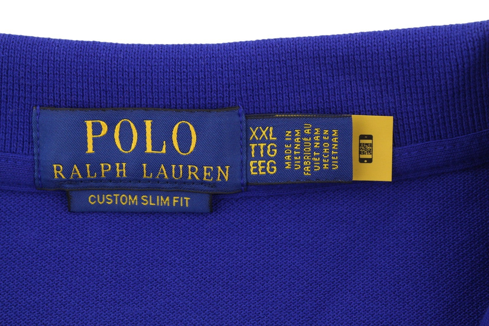 RALPH LAUREN Custom Slim Fit Men Polo 2XL Mid Blue Cotton Logo Short Sleeve