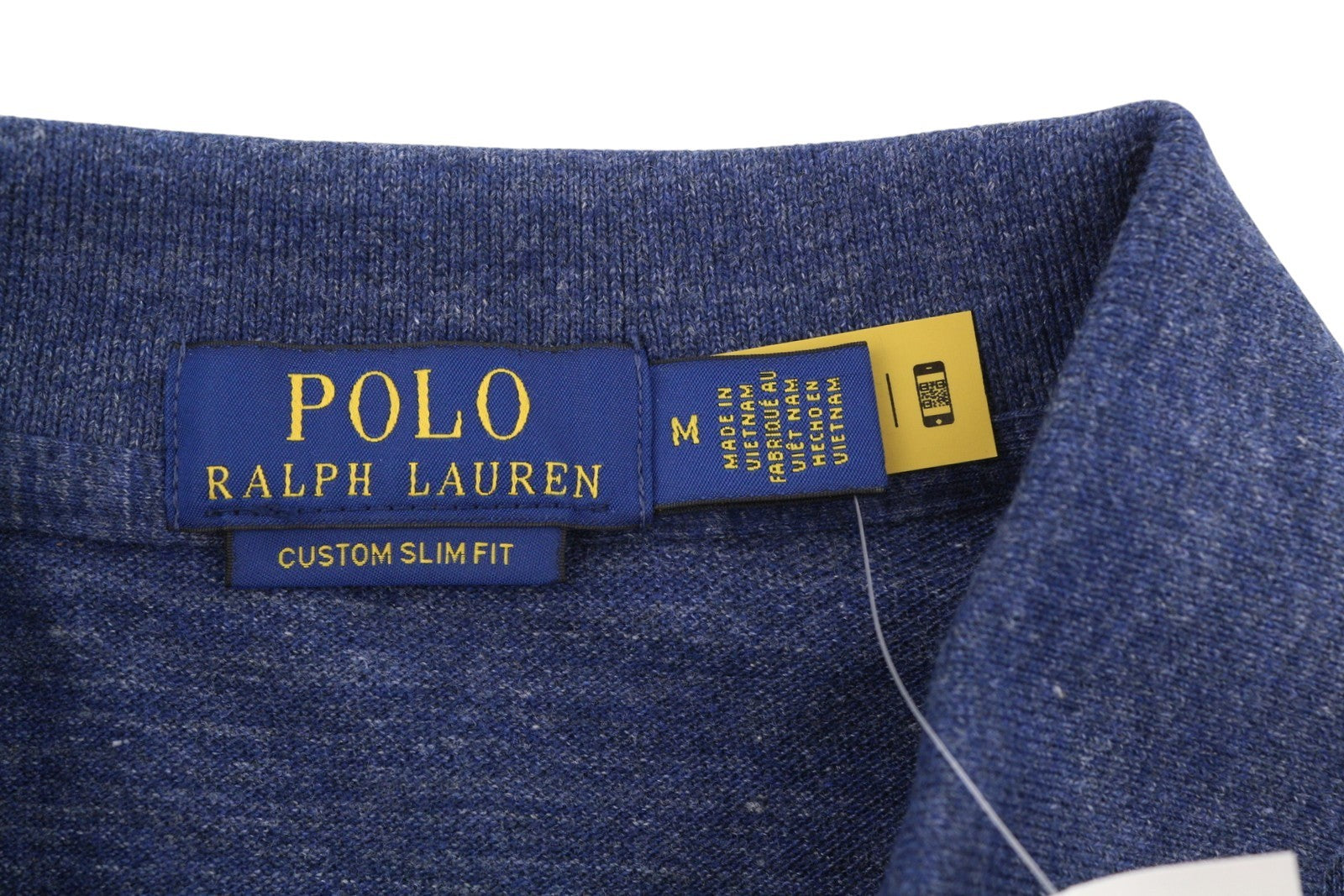 RALPH LAUREN Custom Slim Fit Men Polo M Melange Cotton Logo Short Sleeve