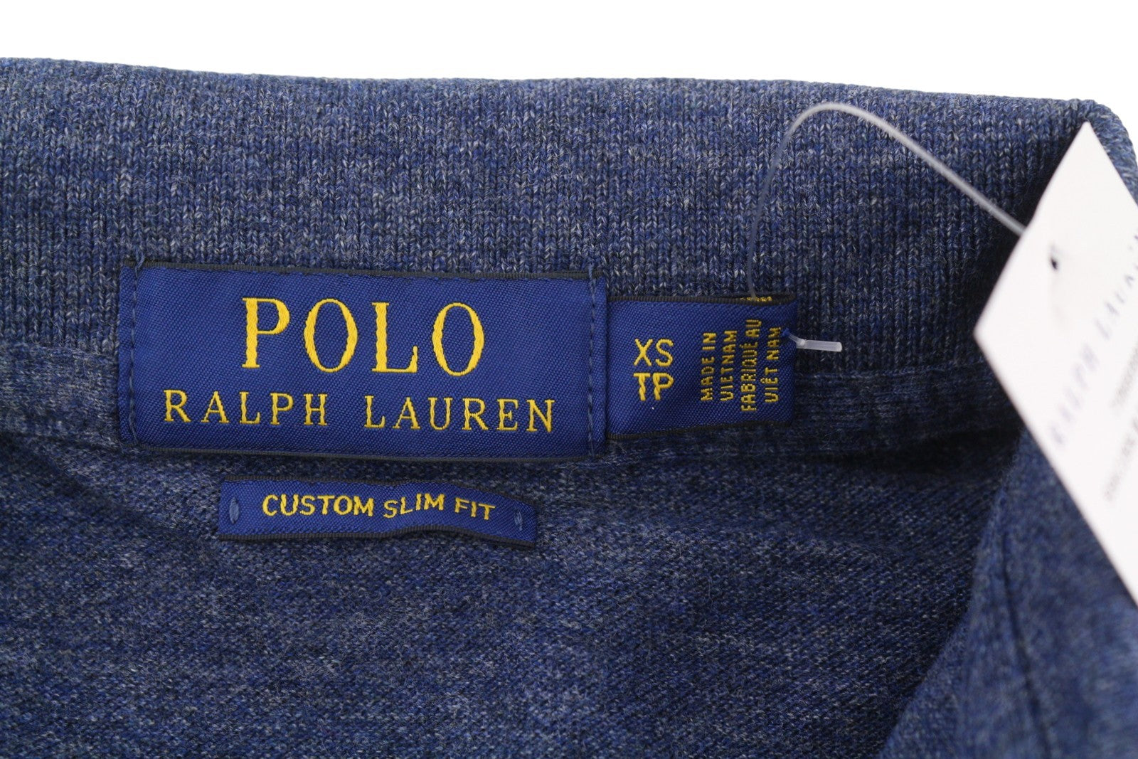 RALPH LAUREN Custom Slim Fit Men Polo XS Melange Cotton Logo Short Sleeve