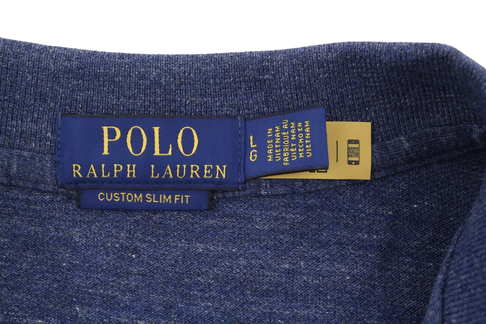 RALPH LAUREN Custom Slim Fit Men Polos L Melange Logo Polo Short Sleeve