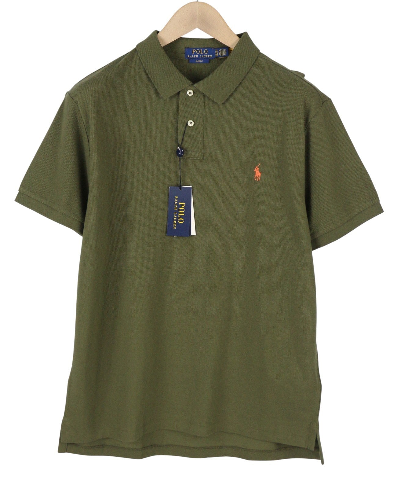 RALPH LAUREN Slim Fit Men Polos XL Dark Green Pony Logo Short Sleeve
