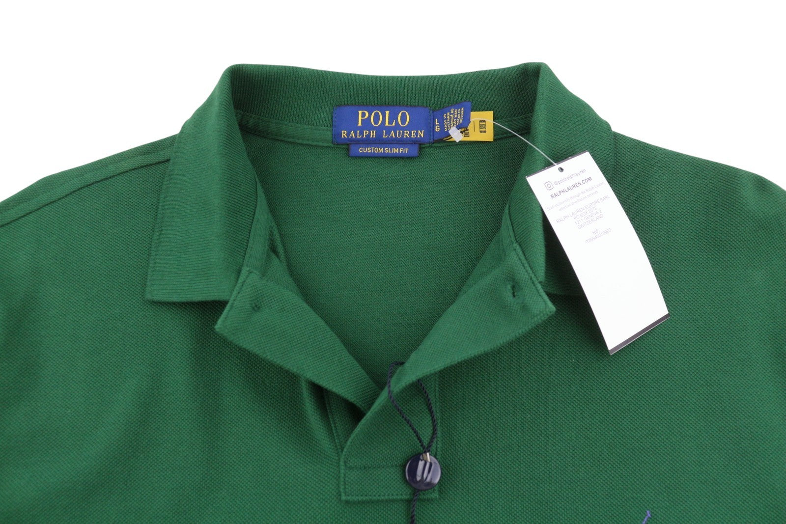 RALPH LAUREN Custom Slim Fit Men Polos L Green Pony Logo Short Sleeve