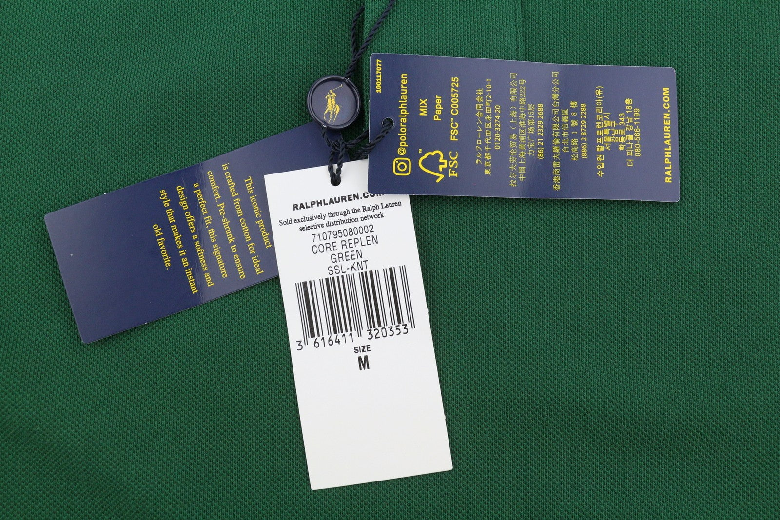 RALPH LAUREN Slim Fit Men Polos M Green Cotton Pony Logo Short Sleeve