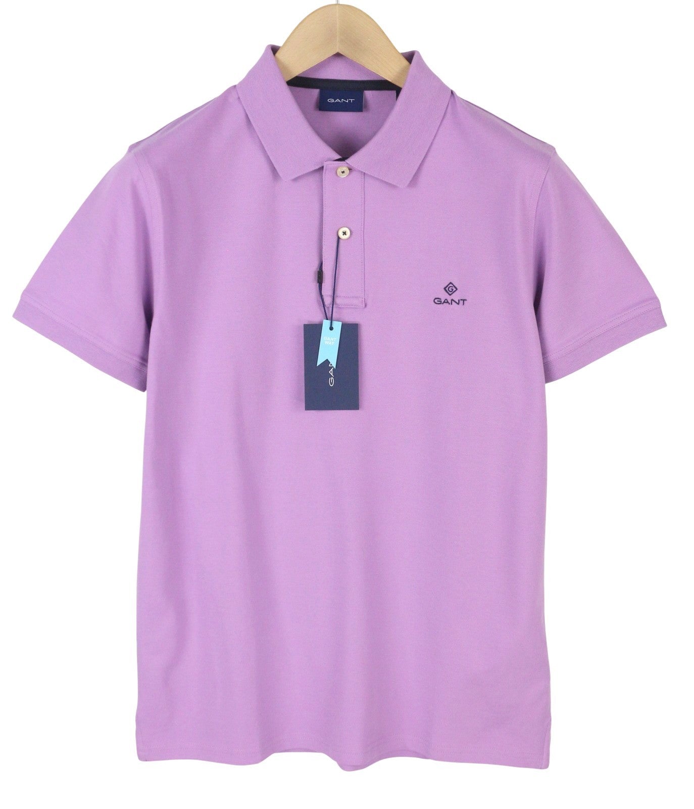 GANT Contrast Collar Pique SS Rugger Men T-Shirt M Lilac Polo Logo