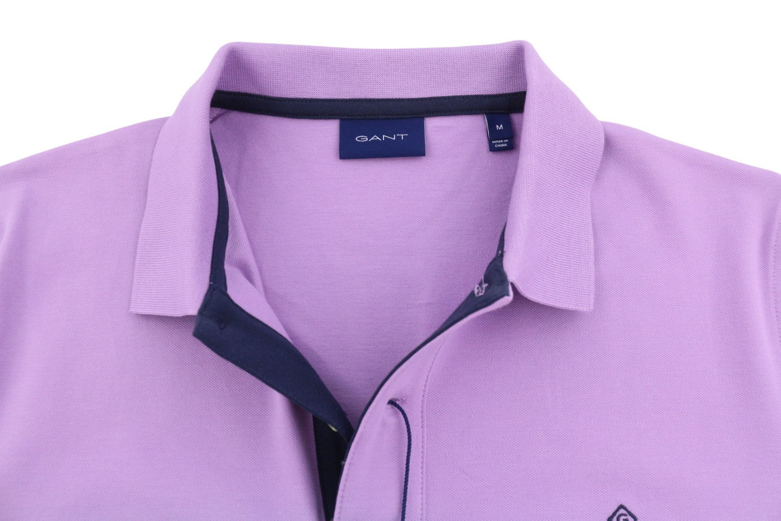 GANT Contrast Collar Pique SS Rugger Men T-Shirt M Lilac Polo Logo