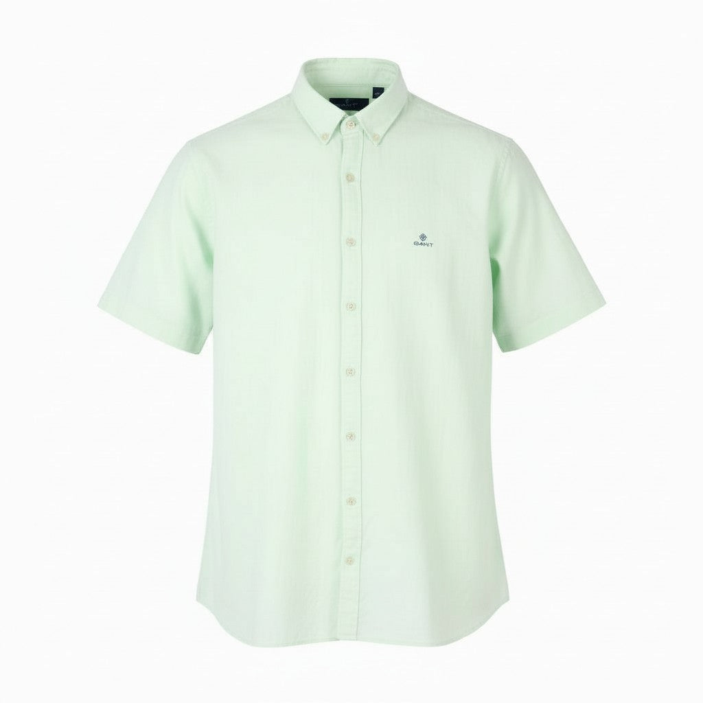 GANT Gmt Dyed Linen Slim BD SS Men Shirt 2XL Bay Green Button Short Sleeve