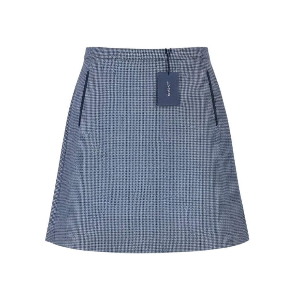 GANT Dogtooth Jersey Women Skirt EU40 Blue Patterned Lined Mini