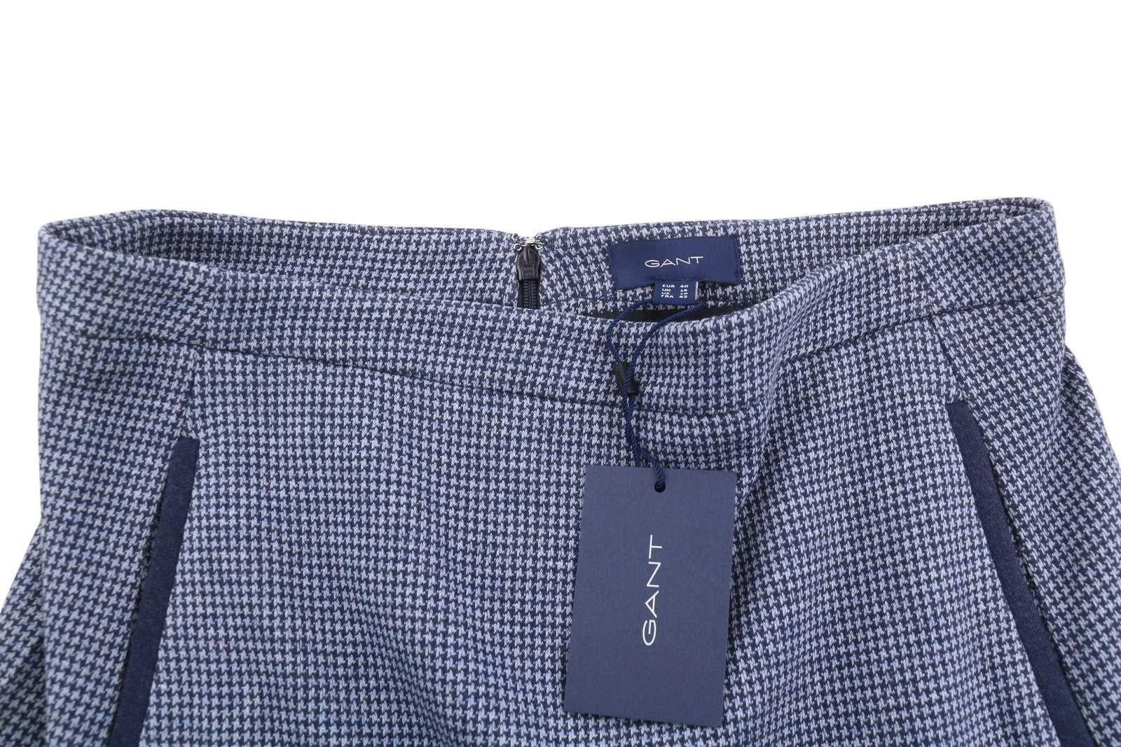 GANT Dogtooth Jersey Women Skirt EU40 Blue Patterned Lined Mini