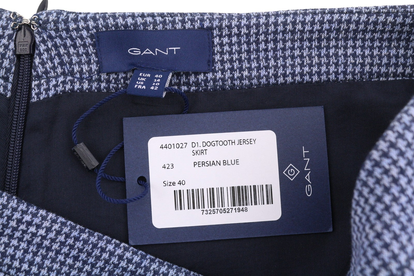 GANT Dogtooth Jersey Women Skirt EU40 Blue Patterned Lined Mini
