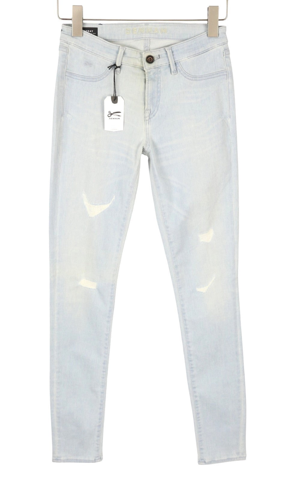 DENHAM Spray Women Jeans W26/L32 Blue Faded Stretch Distressed Skinny Fit