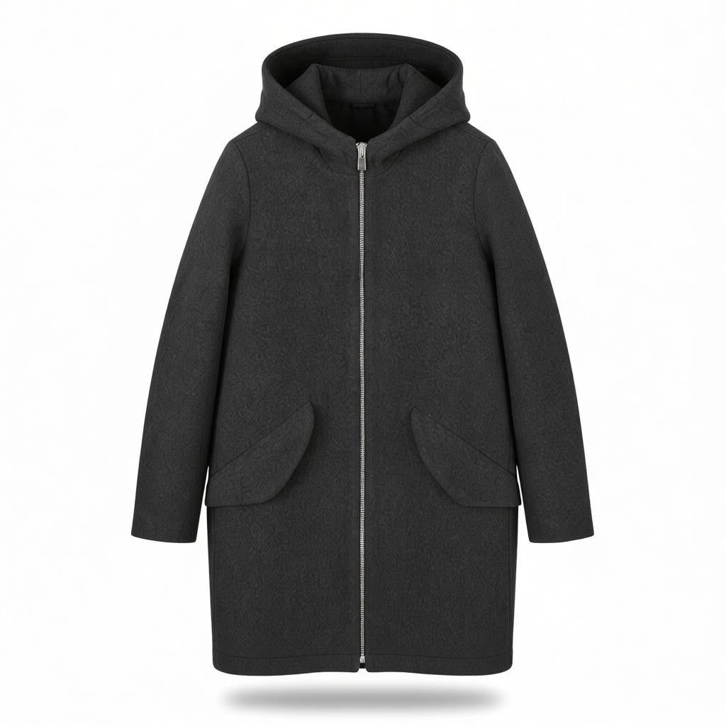 Grauer Wollmantel