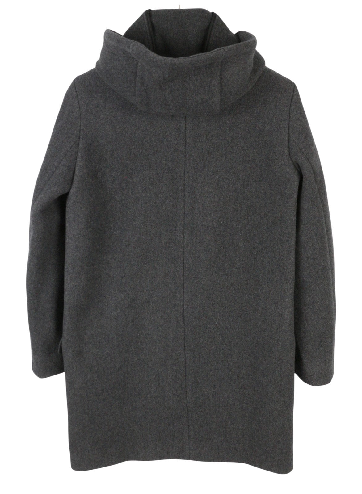 SANDRO Women Coat EU36 Grey Melange Wool Blend Hooded Mid Length Light