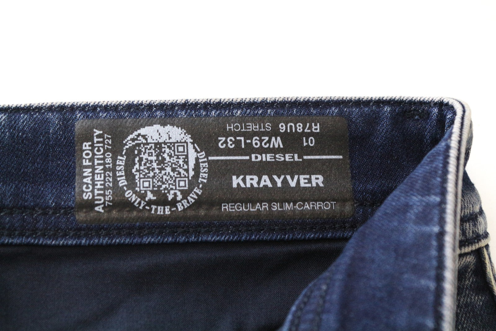 DIESEL Krayver R78U6 Men Jeans W29/L32 Slim Carrot Blue Cotton Stretch Denim