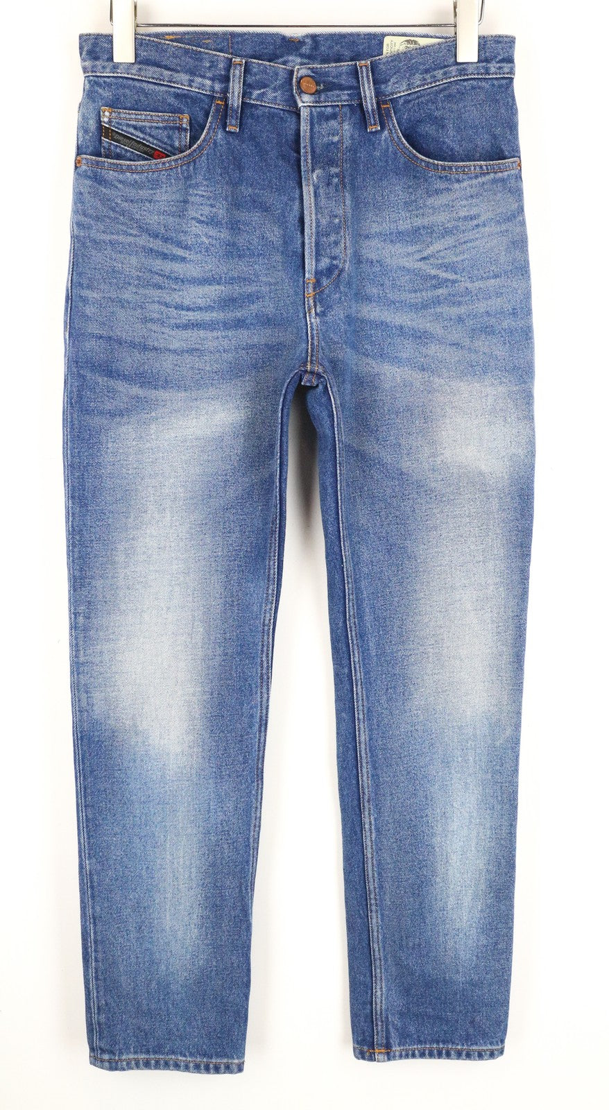 DIESEL D-Aygle 0076Y Men Jeans W29/L32 Tapered Fit Washed Pure Cotton Blue Denim