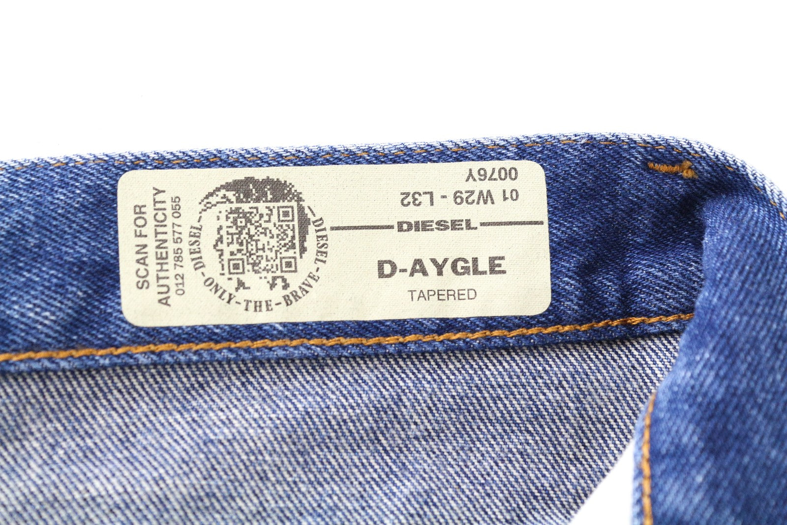 DIESEL D-Aygle 0076Y Men Jeans W29/L32 Tapered Fit Washed Pure Cotton Blue Denim