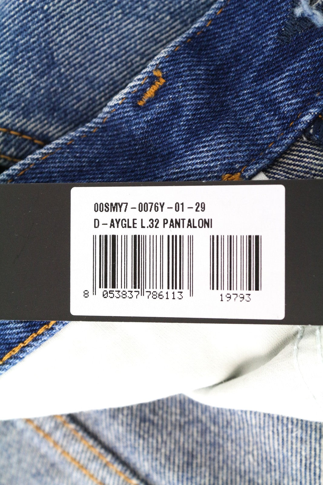 DIESEL D-Aygle 0076Y Men Jeans W29/L32 Tapered Fit Washed Pure Cotton Blue Denim