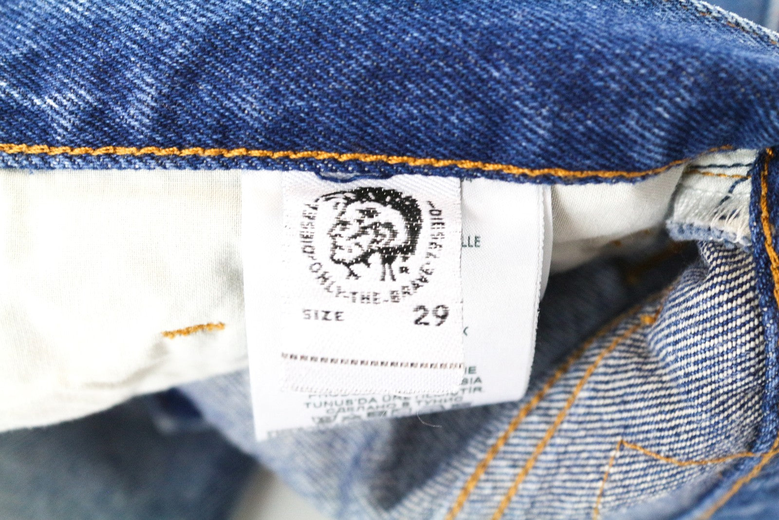 DIESEL D-Aygle 0076Y Men Jeans W29/L32 Tapered Fit Washed Pure Cotton Blue Denim