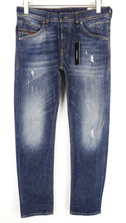 DIESEL Belther-R R8LA9 Men Jeans W30/L30 Slim Tapered Distressed Stretch Blue