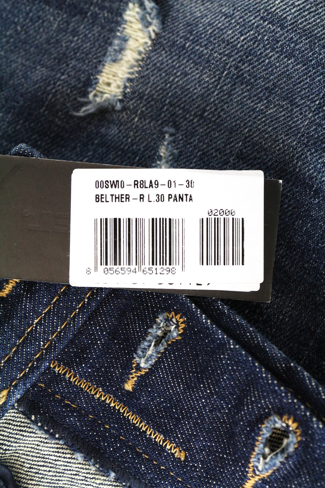 DIESEL Belther-R R8LA9 Men Jeans W30/L30 Slim Tapered Distressed Stretch Blue