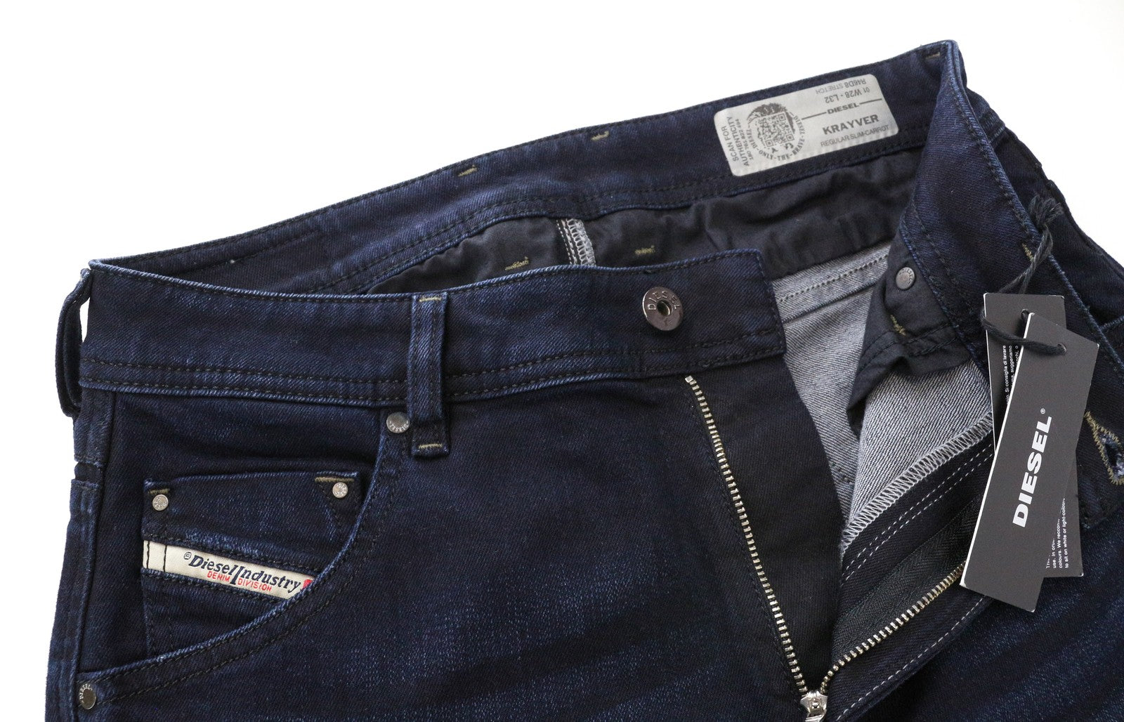 DIESEL Krayver R46D8 Men Jeans W28/L32 Slim Carrot Fit Wash Cotton Stretch Blue