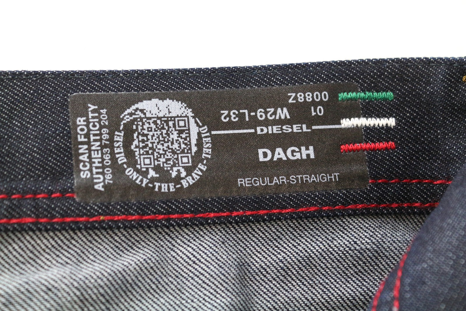 DIESEL Dagh 0088Z Men Jeans W29/L32 Straight Denim Blue Pure Cotton 5-Pocket