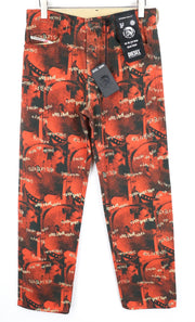 DIESEL D-Macs-SY1 069KR Men Jeans W32/L32 Straight Red 5-Pocket Cotton Patterns