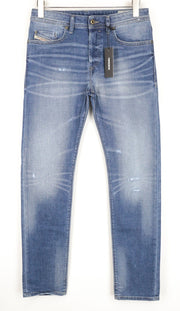 DIESEL Buster R60F8 Men Jeans W28/L32 Blue Slim Tapered Fit Distressed Stretch